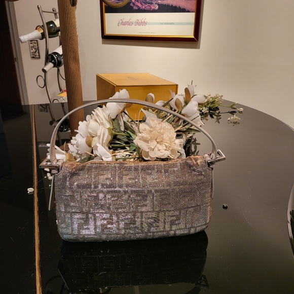 SOLD - Fendi Shimmer Zucca Jacquard Baguette, Gold/Silver/Palladium Baquette - Picture 4 of 16